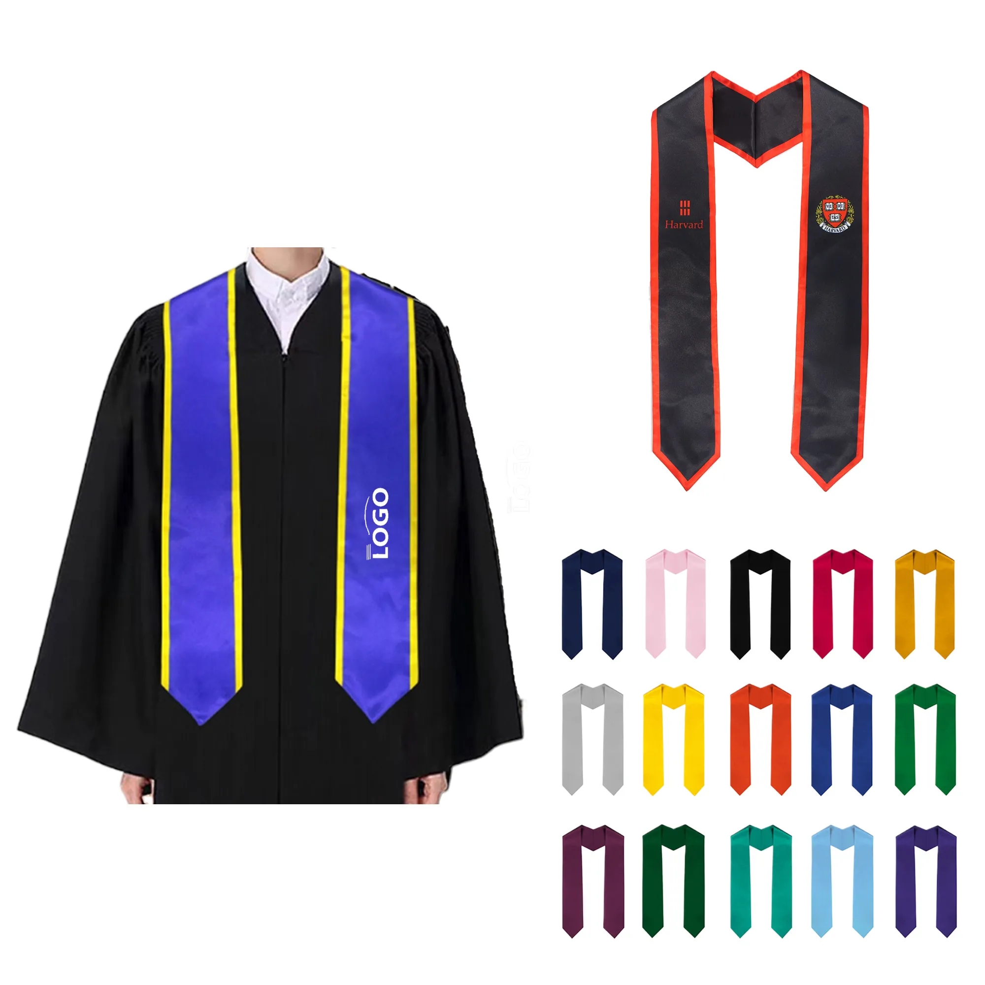MOQ 50PCS Graduation Shoulder Sash Digital Print Stole 12