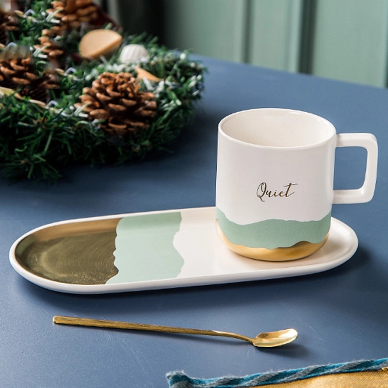Custom 9 oz Ceramic Coffee Mug Saucer Set 5