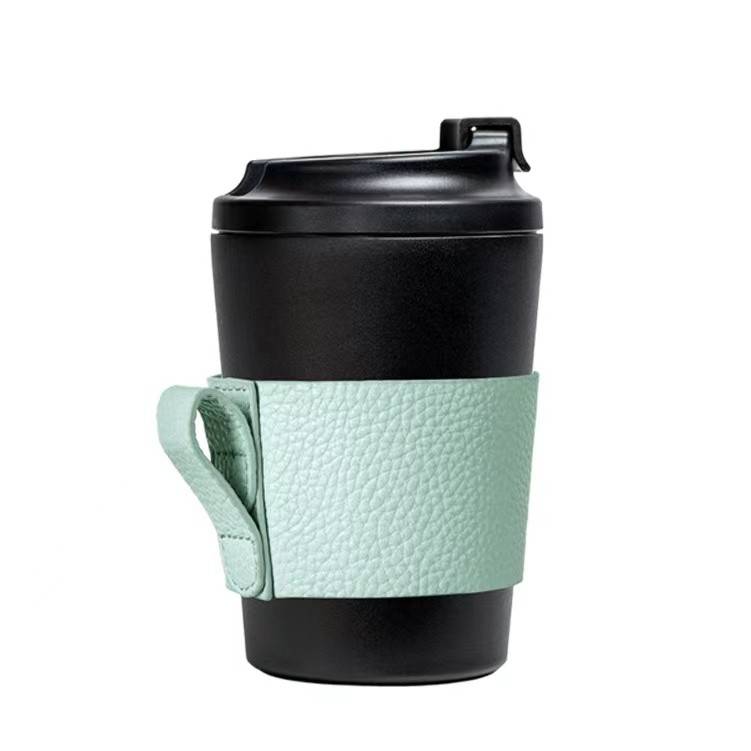 PU Leather Reusable Coffee Grip Sleeve 1