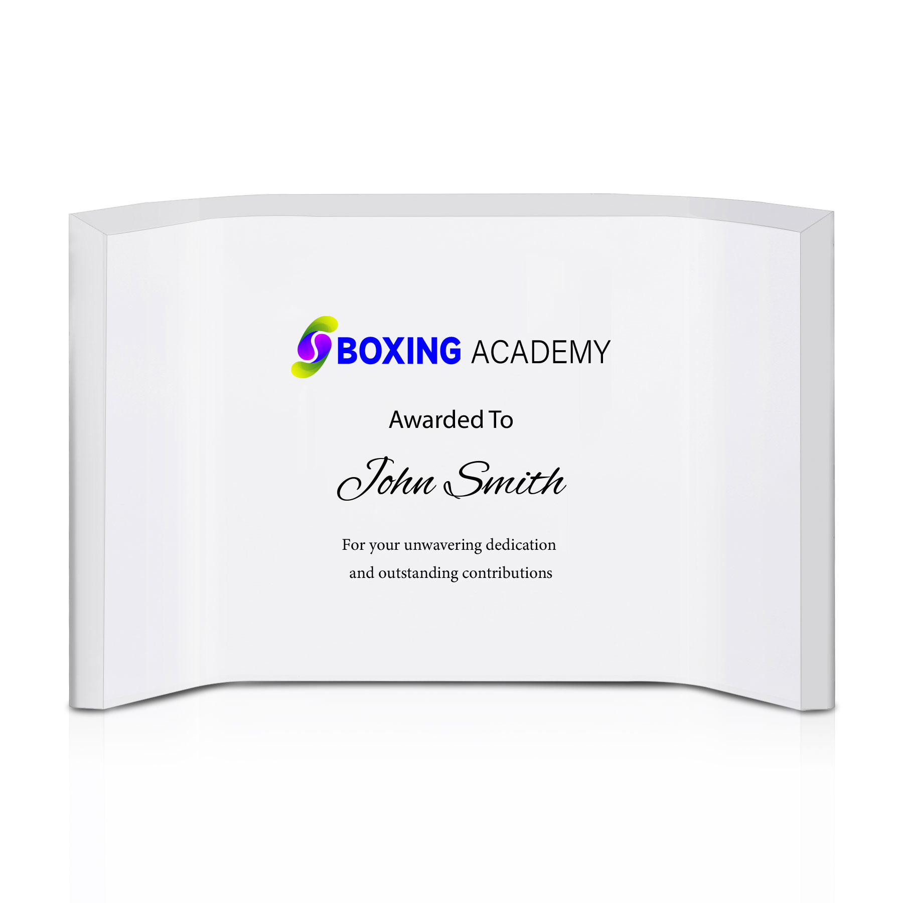 Personalized Freestanding Horizontal Curved Acrylic Award Frame 10