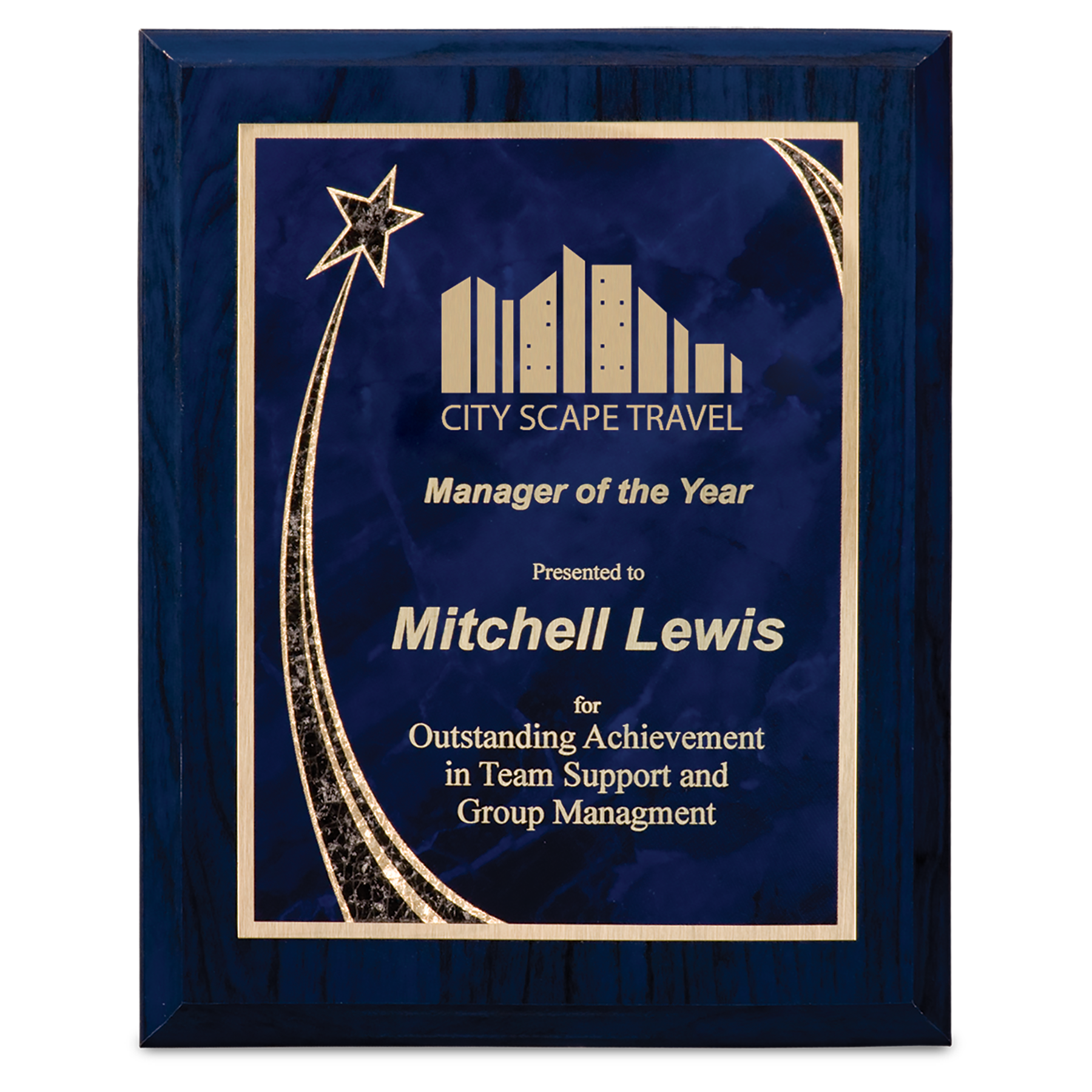 Blue Wood grain Plaque with Rising Star Plate 4