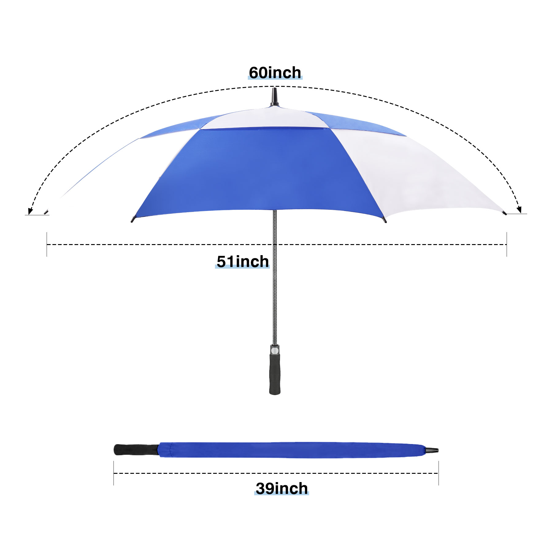 60'' Vented Auto-Open Golf Umbrella (Full Color) 10