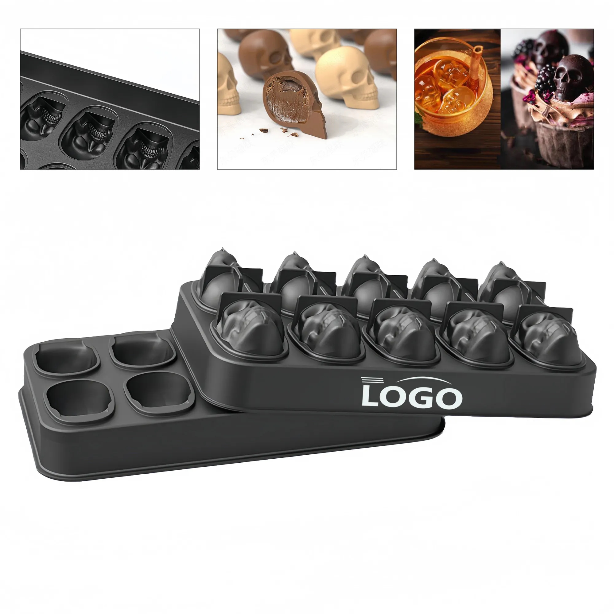 10-Cavity Skull Mold For Ice, Chocolate, Candles