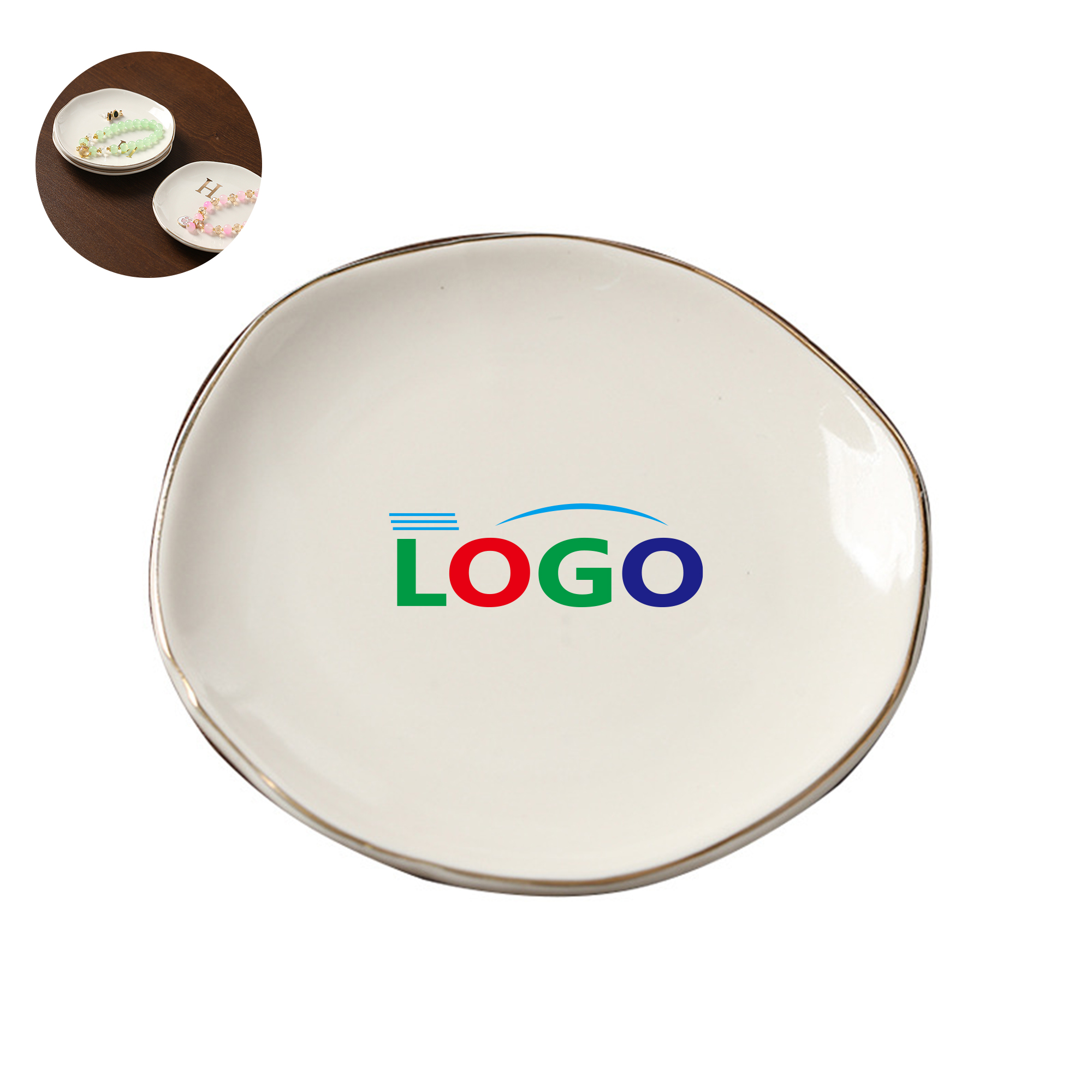 Ceramic Jewelry Dish with Gold Rim 2