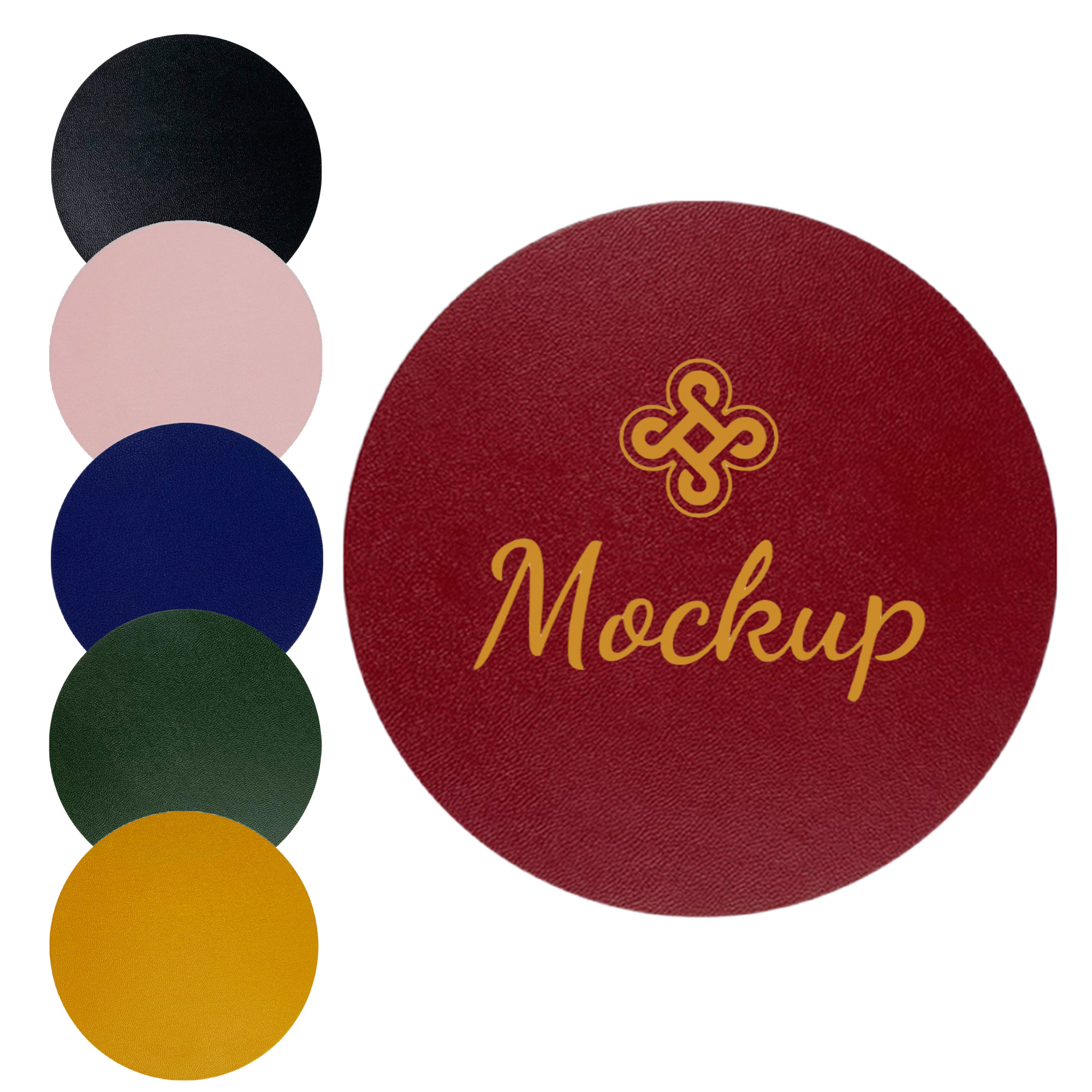 Round PU Leather Drink Coaster 5