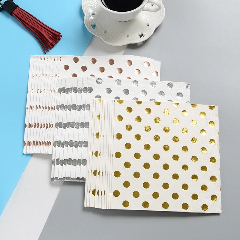 Custom Gold Dot Confetti Paper Napkins 4
