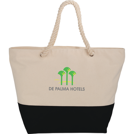 Zippered 12oz Cotton Canvas Rope Tote 28