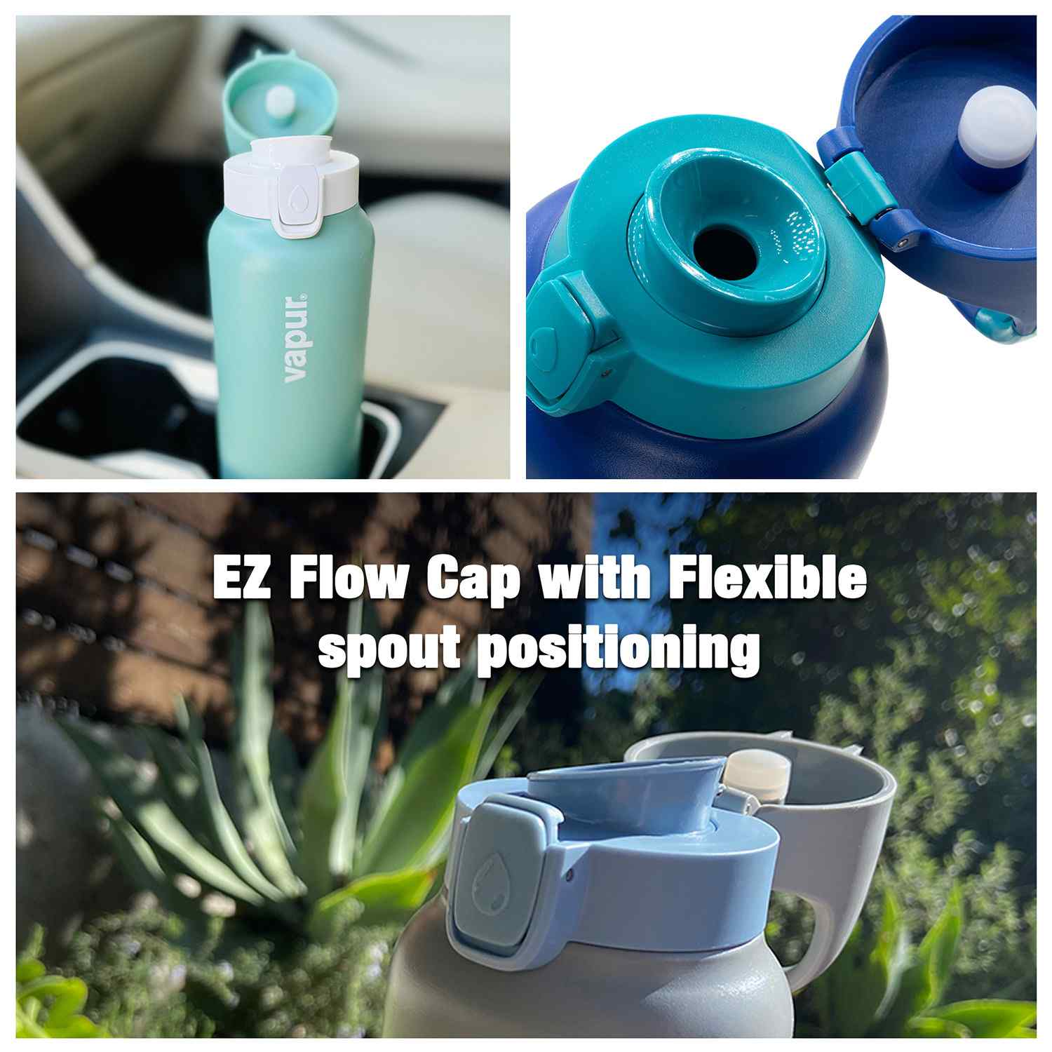 Chill 20oz Insulated Water Bottle Admiral Blue with Malibu Teal Trim