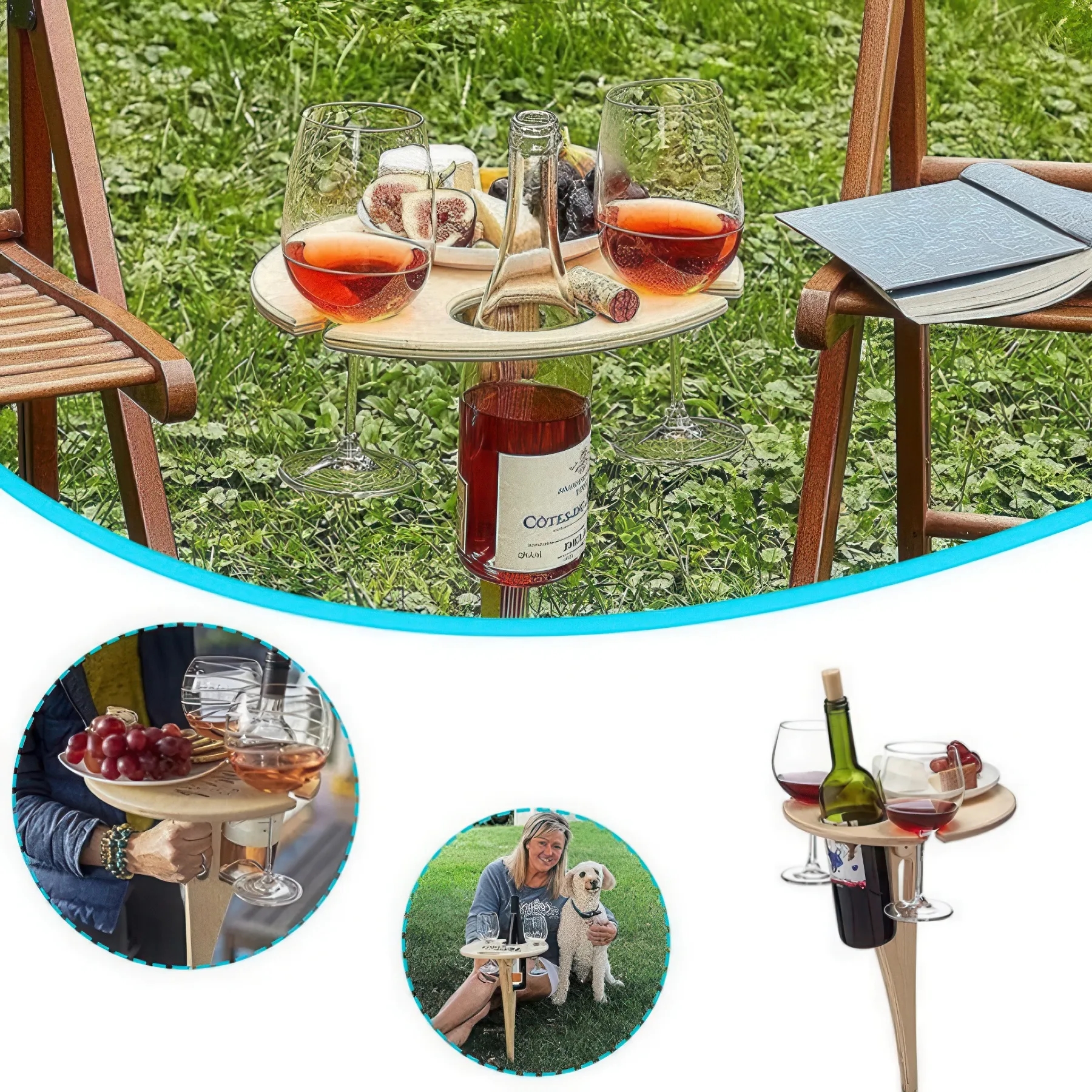 Wooden Camping Wine Holder Table 5