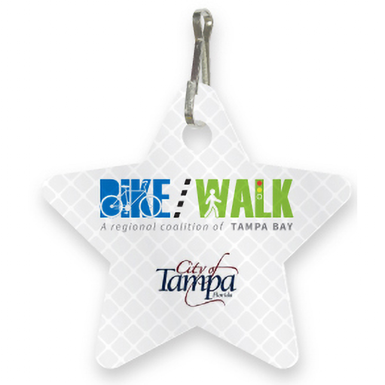 Ultra Reflective White Bag Tag Star shape 2.22" x 2.4" Digital High resolution Full colour