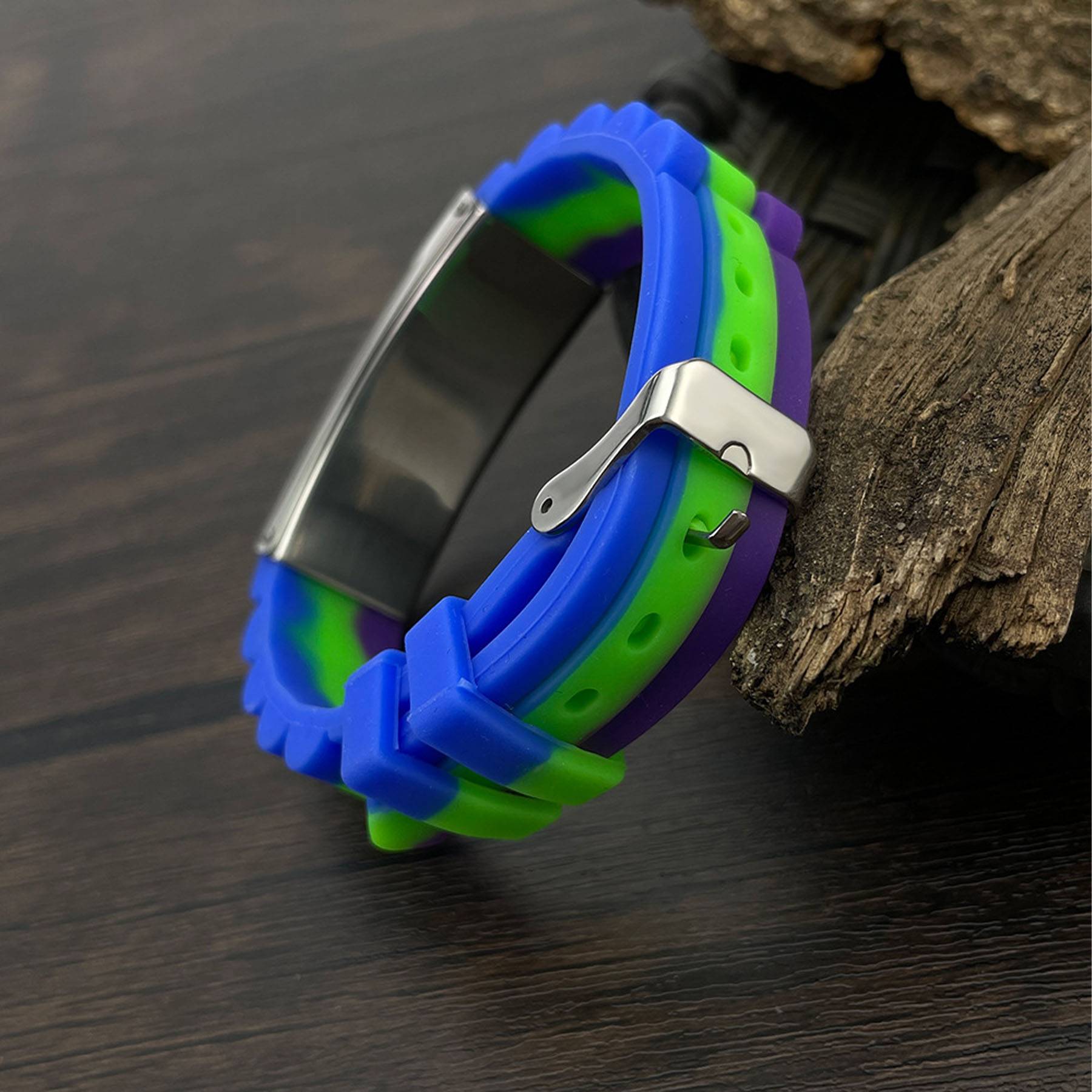 Silicone stainless steel multi-color bracelet 6