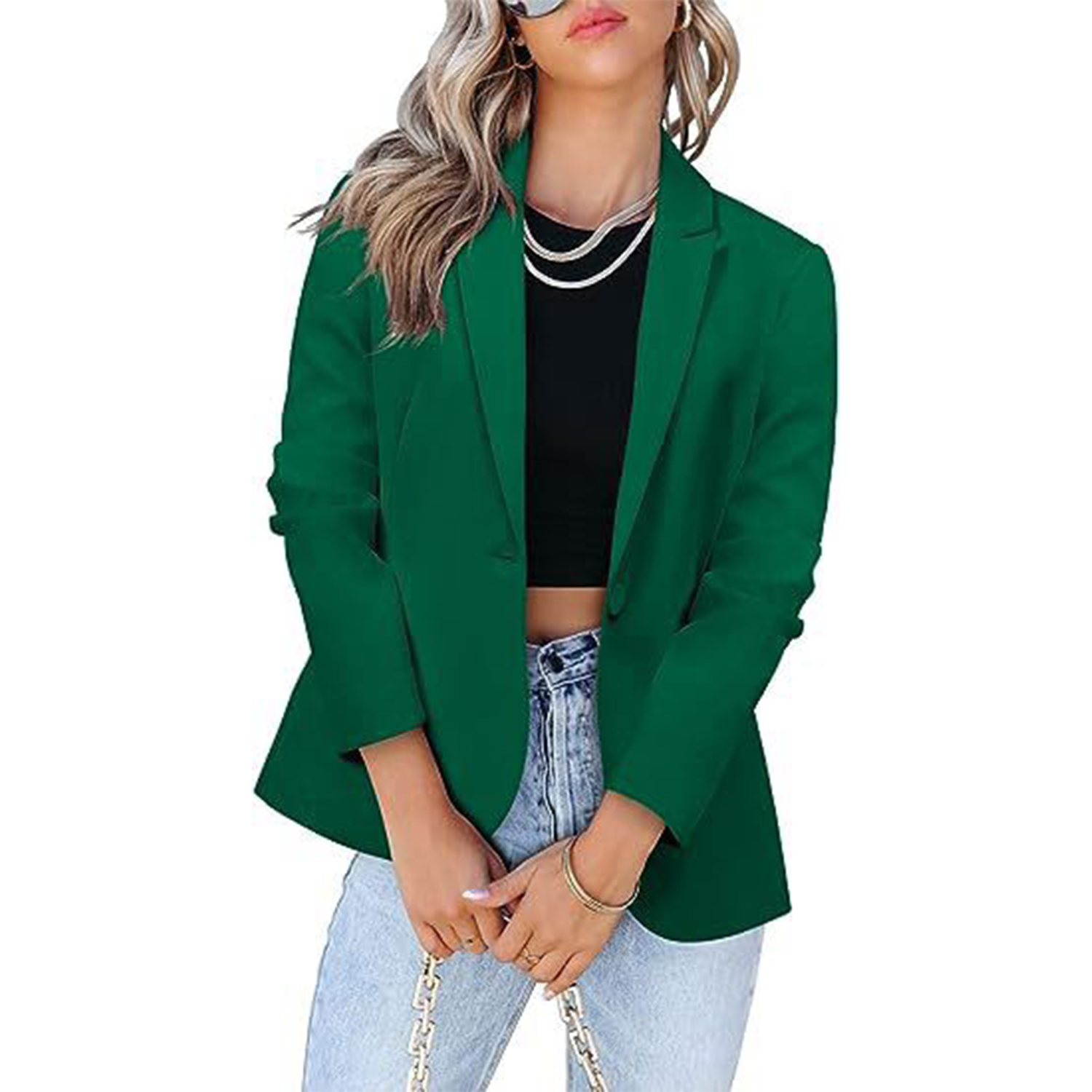 Womens Casual Blazers Open Front Long Sleeve Work Jacket 4