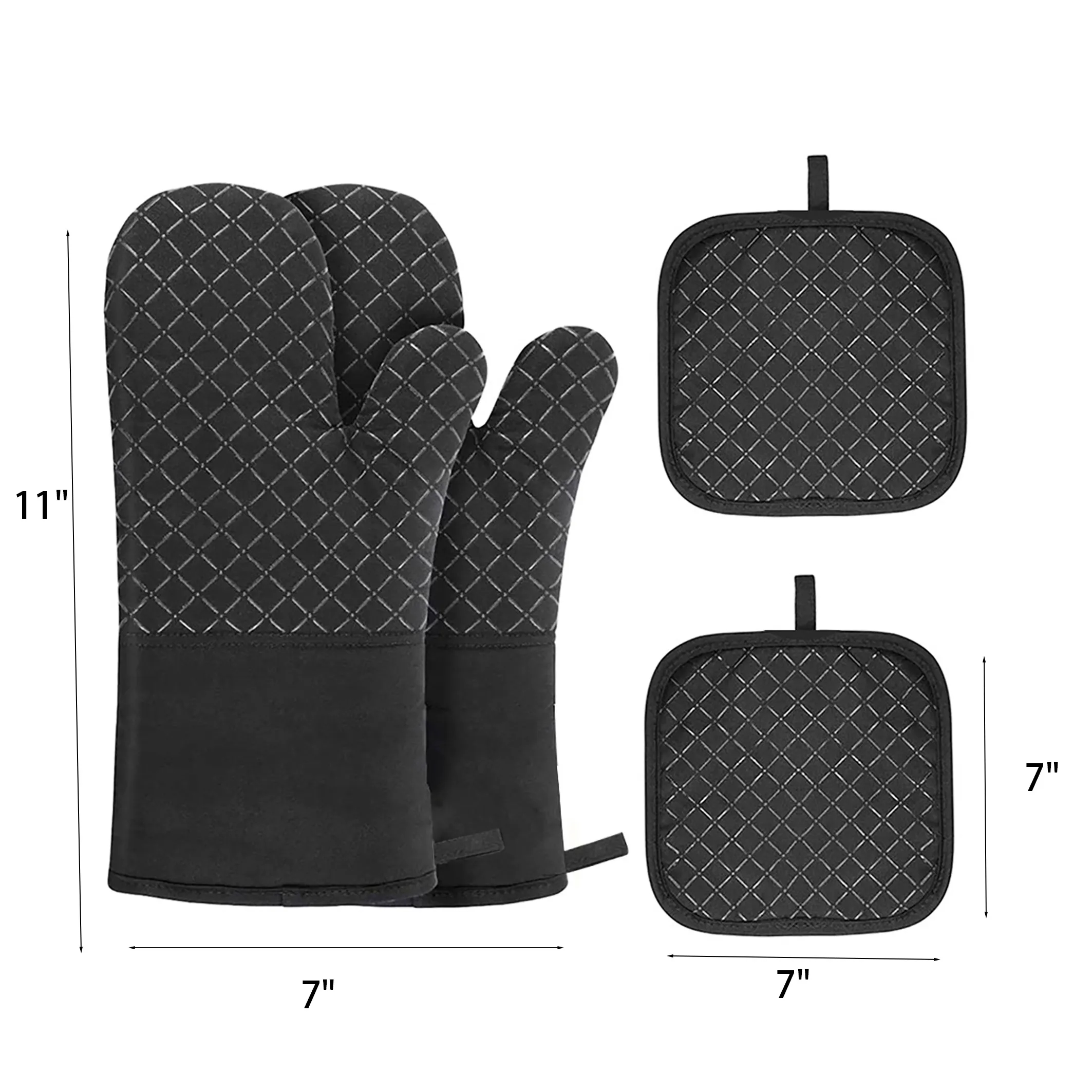 Four Sets-of Pure Cotton Silicone Heat Insulation Gloves 2