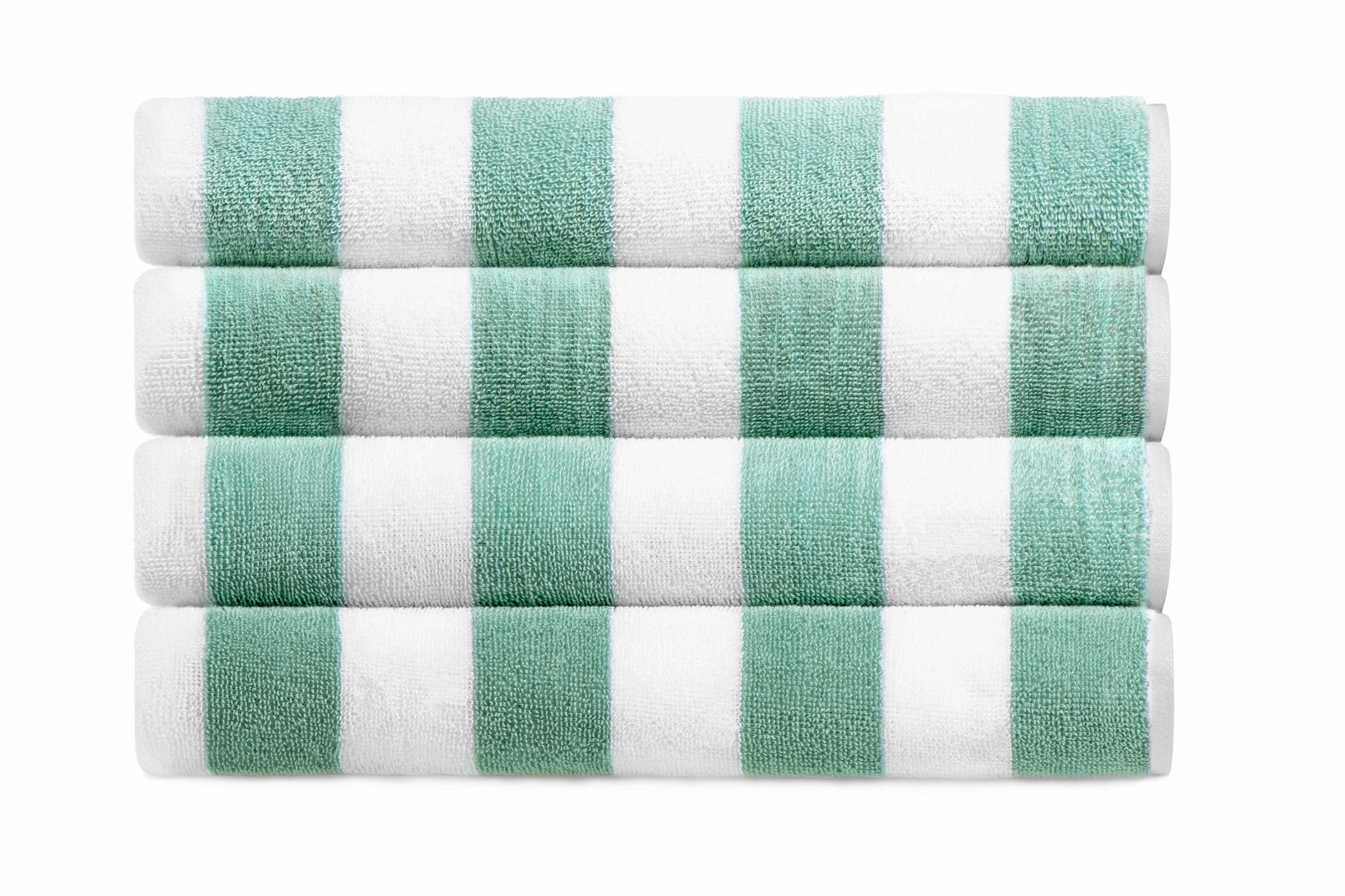 Cabana Striped Green & White 100% Cotton Towel 2