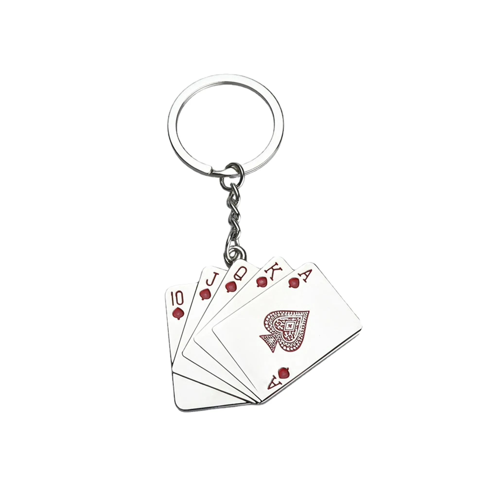 Metal Key Chain With Playing Poker Cards 2