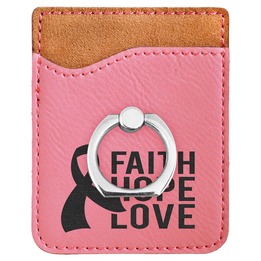 Pink Leatherette Phone Wallet with Silver Ring 2