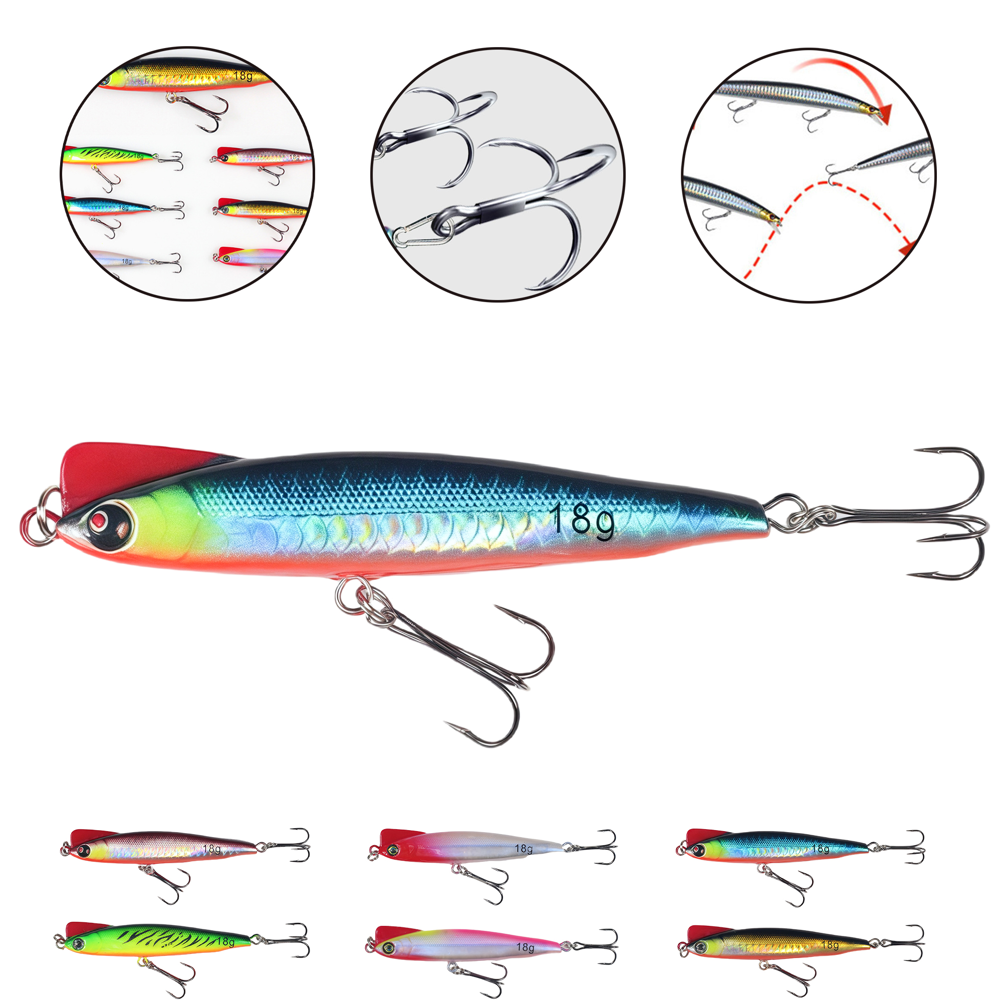 18g 3.94" Sinking Pencil Lure for Bass and Perch 4