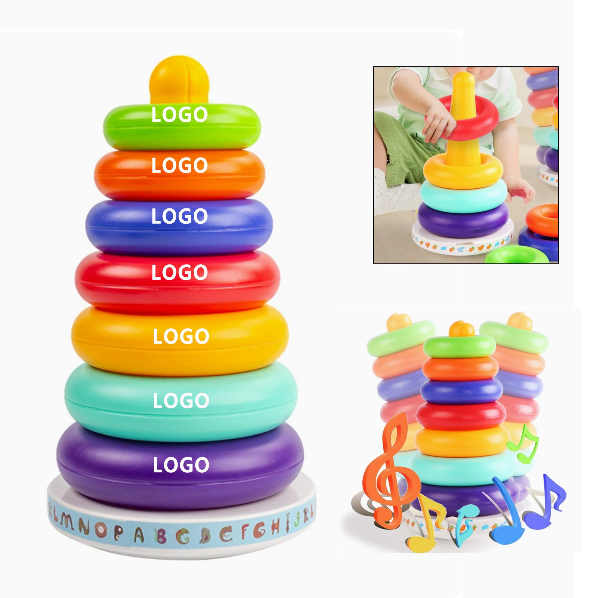 Plastic Educational Rainbow Stacking Tower Toy 1
