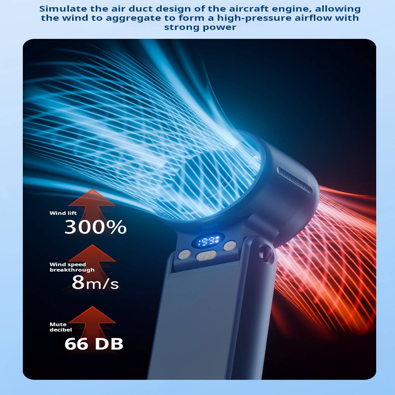 USB Digital Display High-Speed Handheld Cooling Fan 3