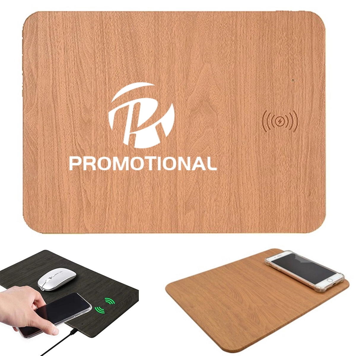 Wooden Qi 15W Wireless Chargers Mouse Pad Mat 3