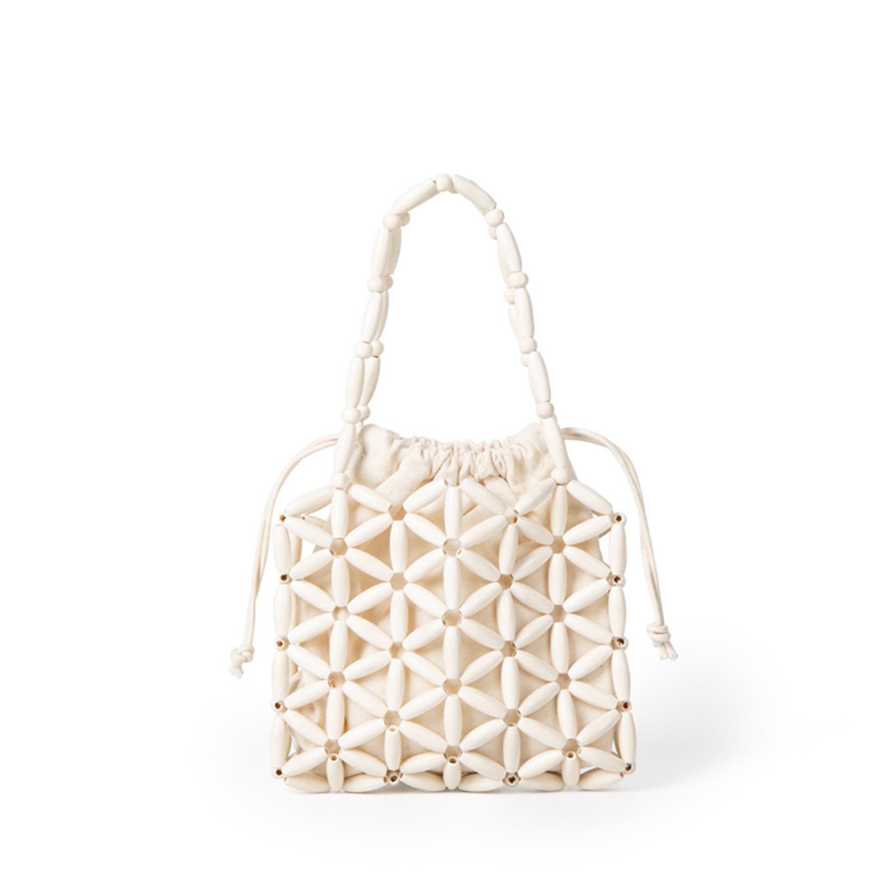 Wooden cutout tote bag with a canvas drawstring bag inside 3