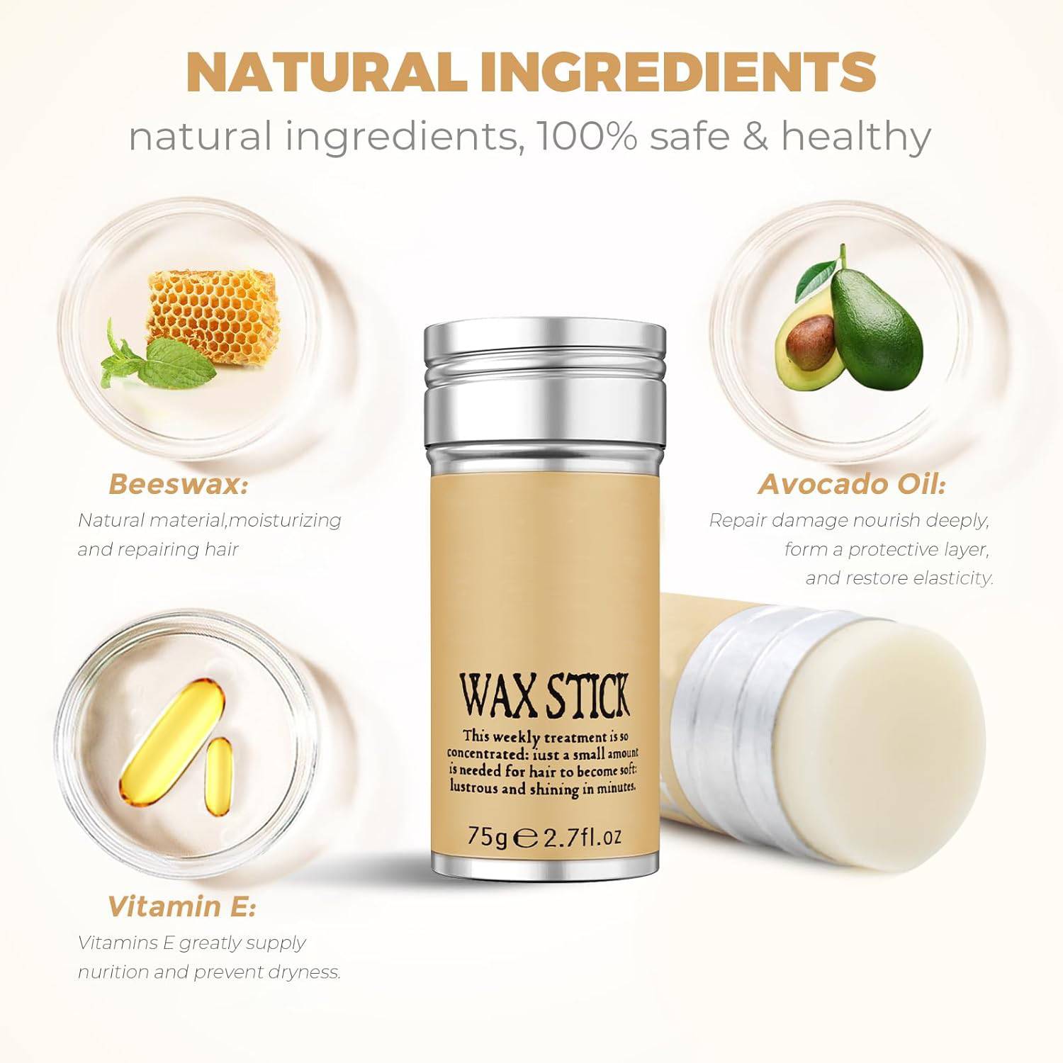 Hair Wax Stick w/ 3 Styling Combs Set 6