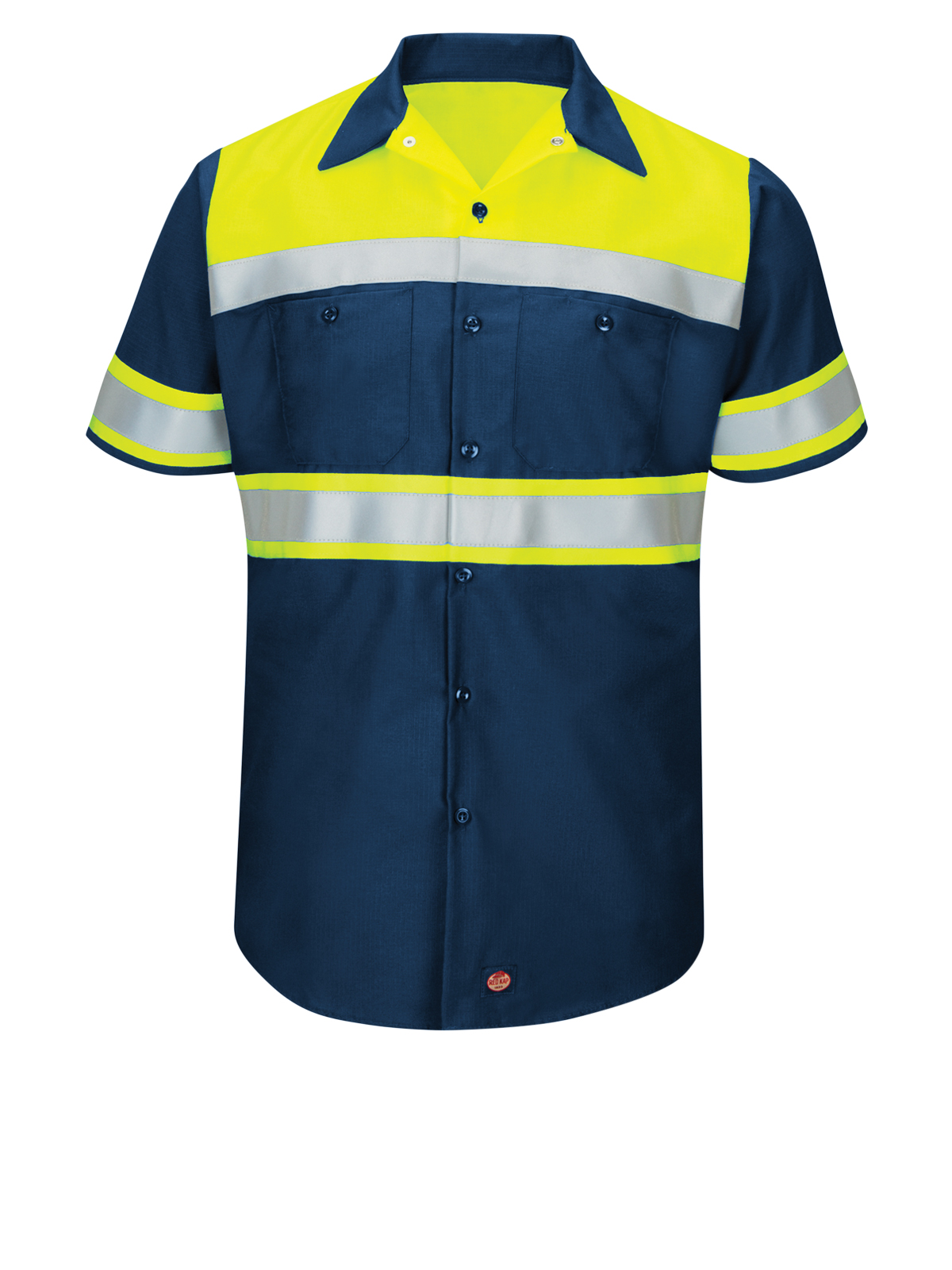 Red Kap Hi-Visibility -  Men's Hi-Visibility Short Sleeve Color Block Ripstop Work Shirt - Type O, Class 1