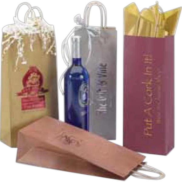 Wine Bottle Paper Shopping Bags - Ink Printed