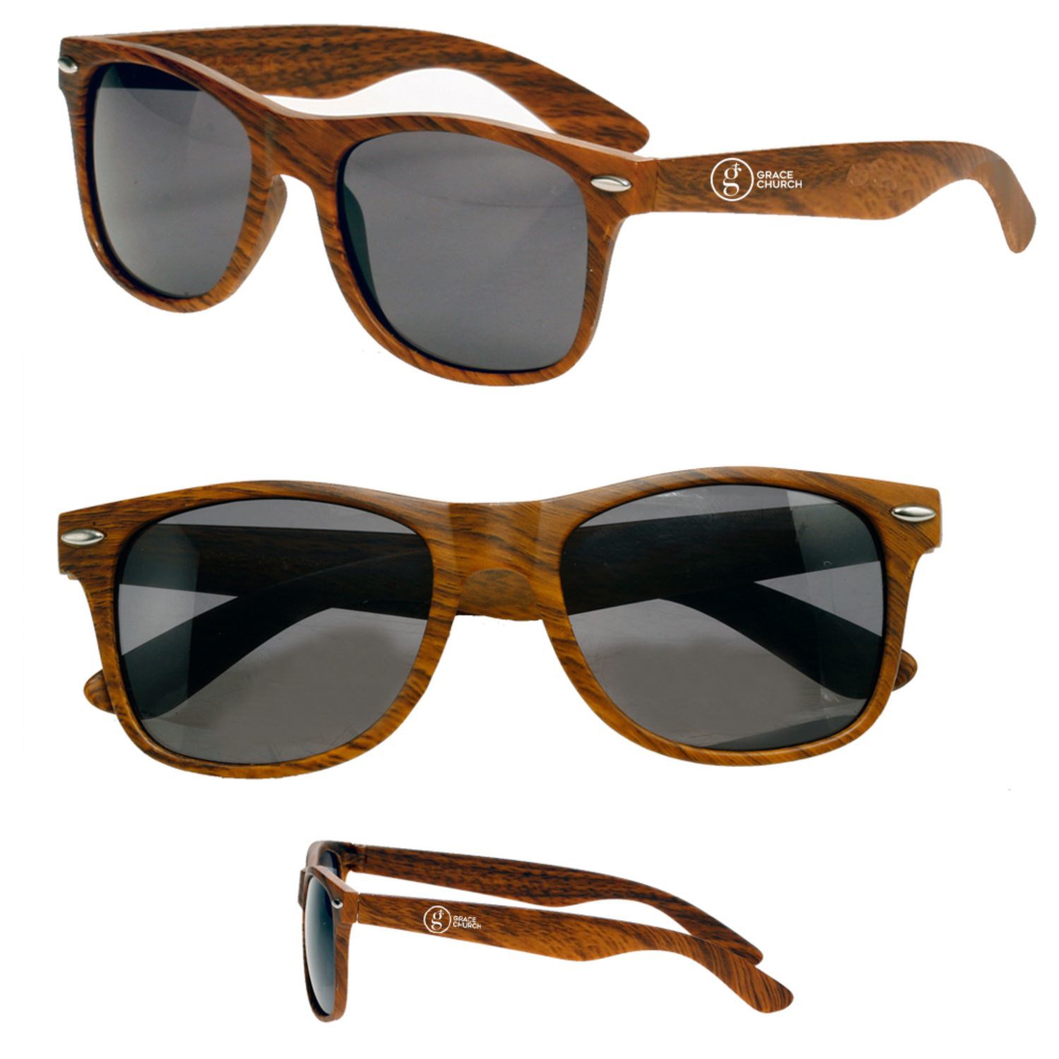UV Protection Wood Tone Customize Sunglasses 2