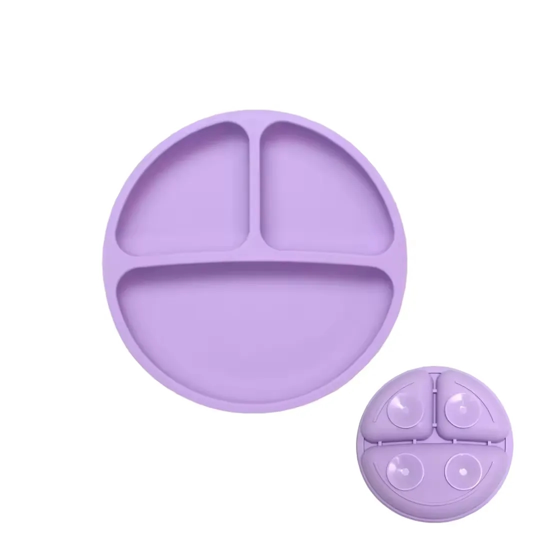 Round Silicone Suction Plate With Lid 4