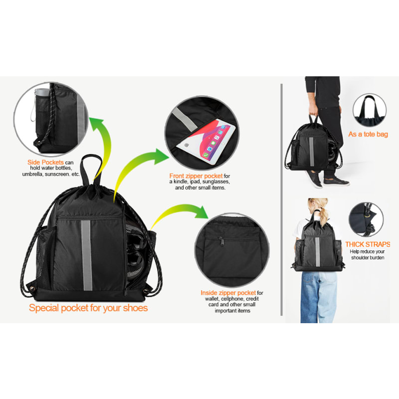 Drawstring Sports Backpack Bags With Bottle Holders 4