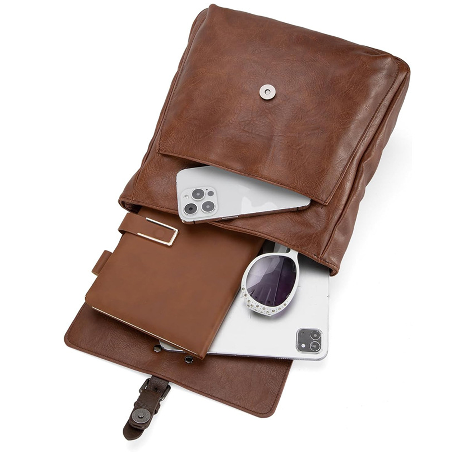 Large Capacity PU Leather Retro Backpack 4