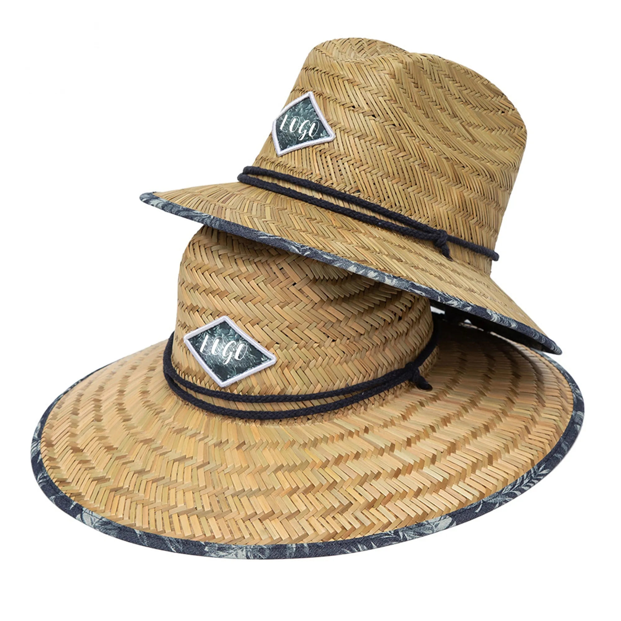 Straw Lifeguard Hat With Custom Woven Label 2