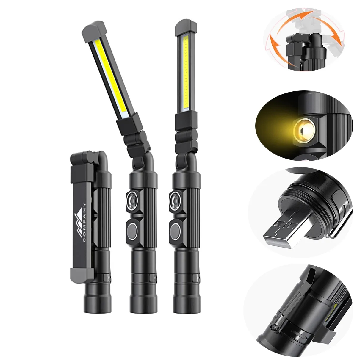Rechargeable LED COB Work Lights with Magnetic Base 2