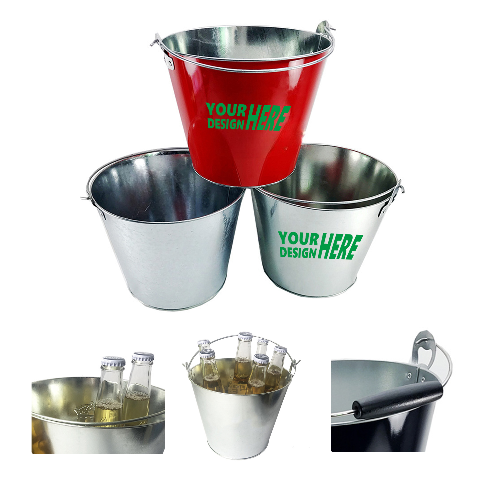 MOQ 50 Galvanized Iron Ice Bucket for Beverages 2