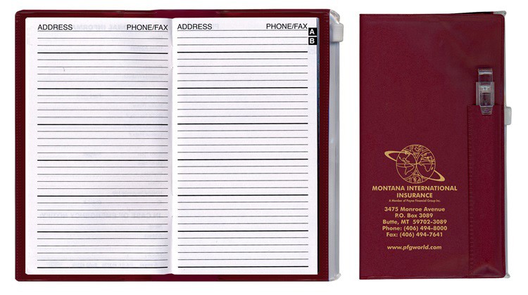 Address Book w/ Zip Back Planner & Clear Pen - Solid Color Cover 5