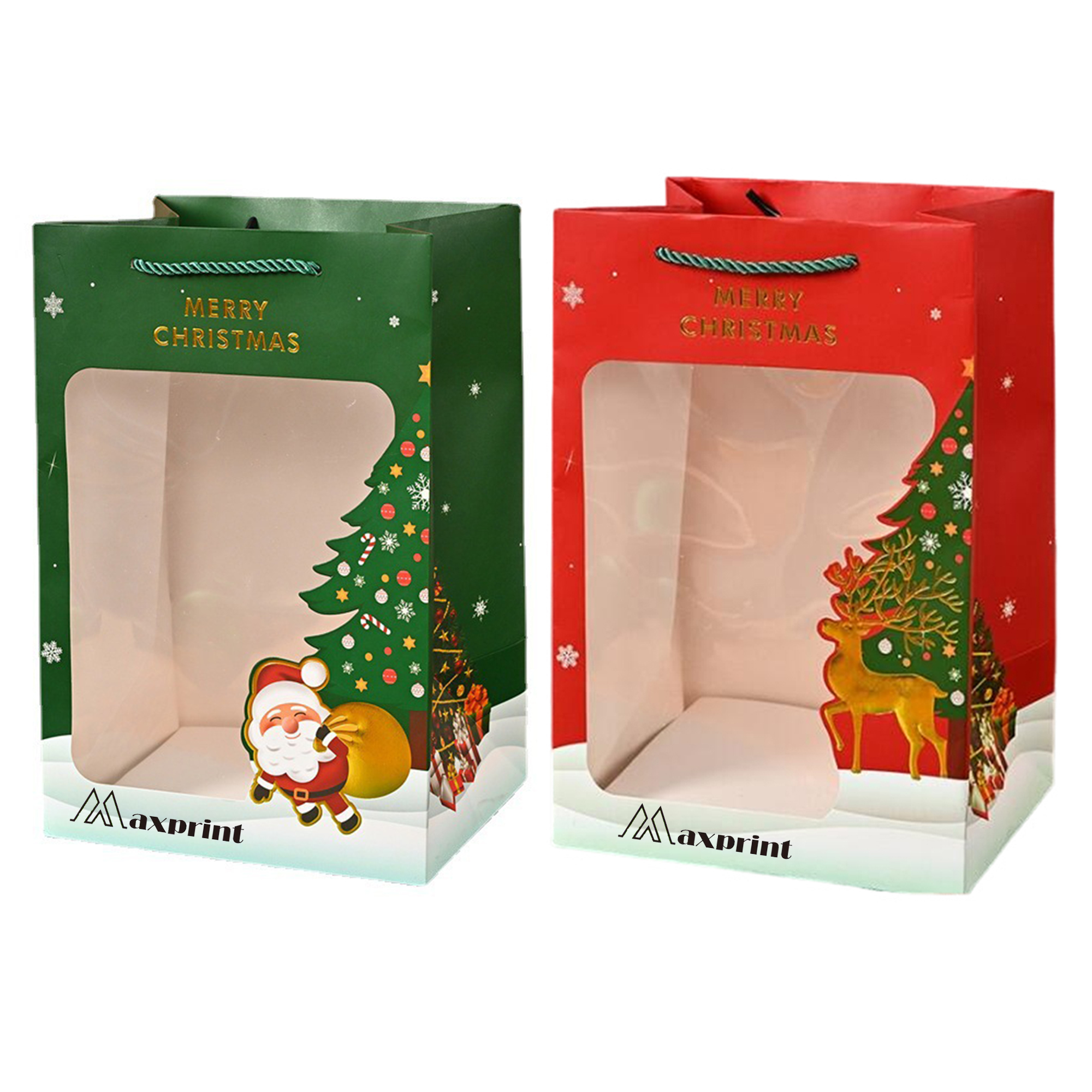 Christmas Kraft Paper Gift Bags With Window 2