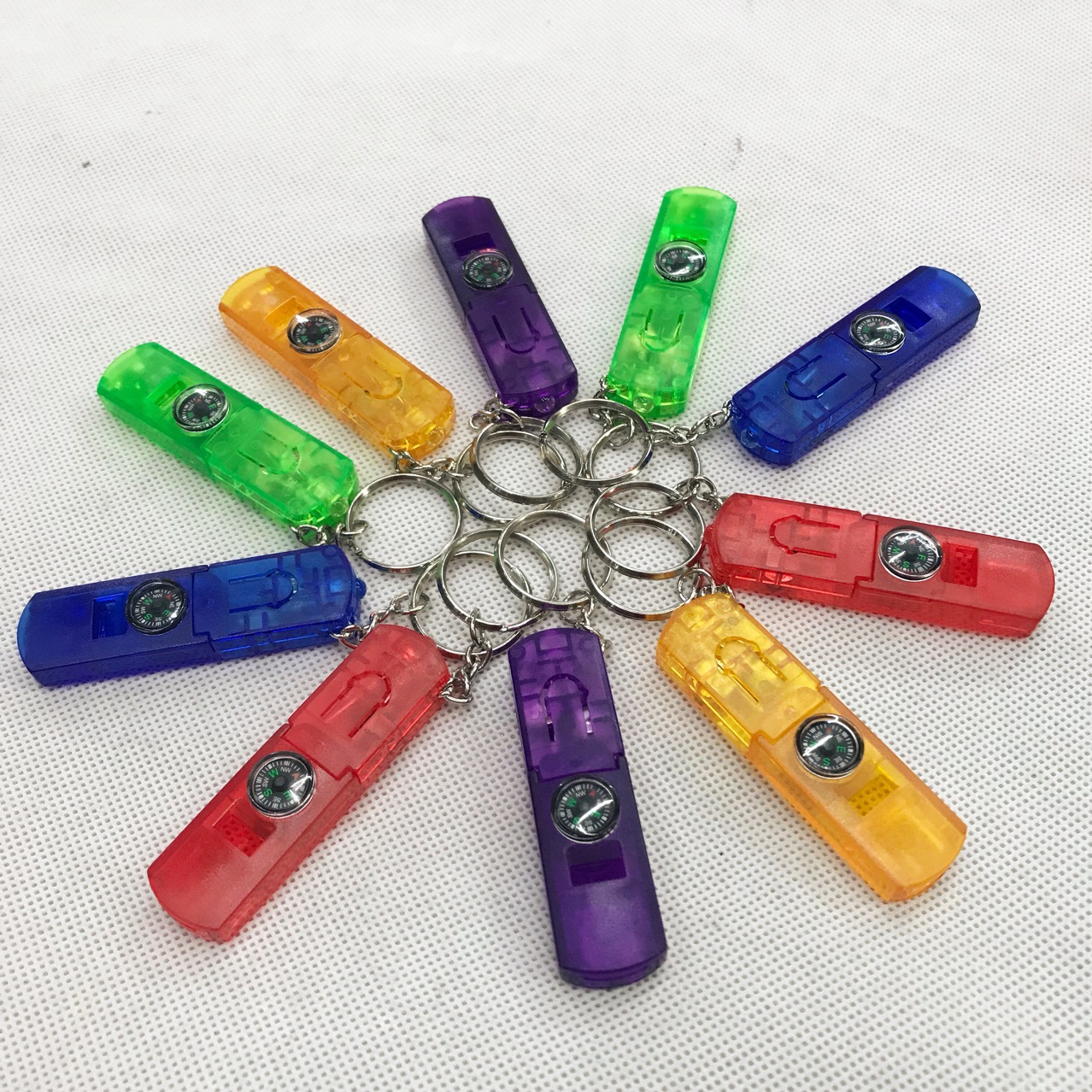 Compass Keychain with Whistle and LED Light 2