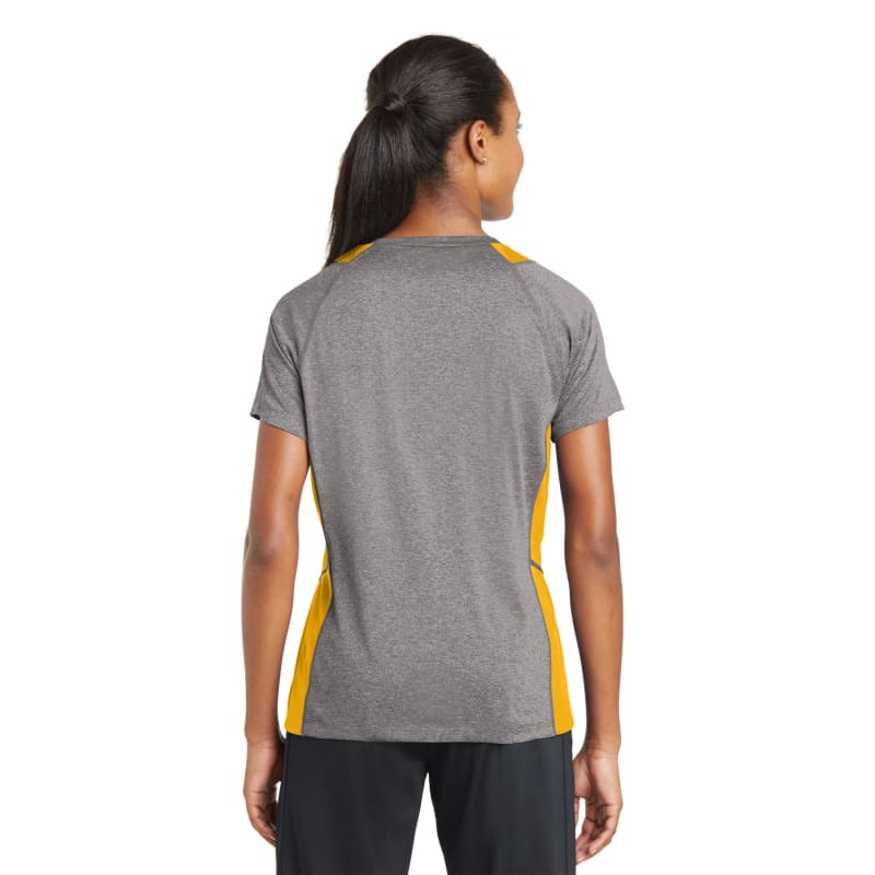 Sport-Tek Women's Heather Colorblock Contender V-Neck Tee. 63