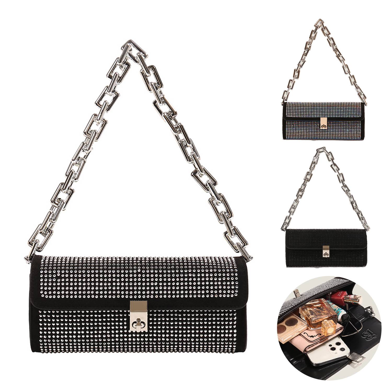PU chain underarm shoulder tote bag 9