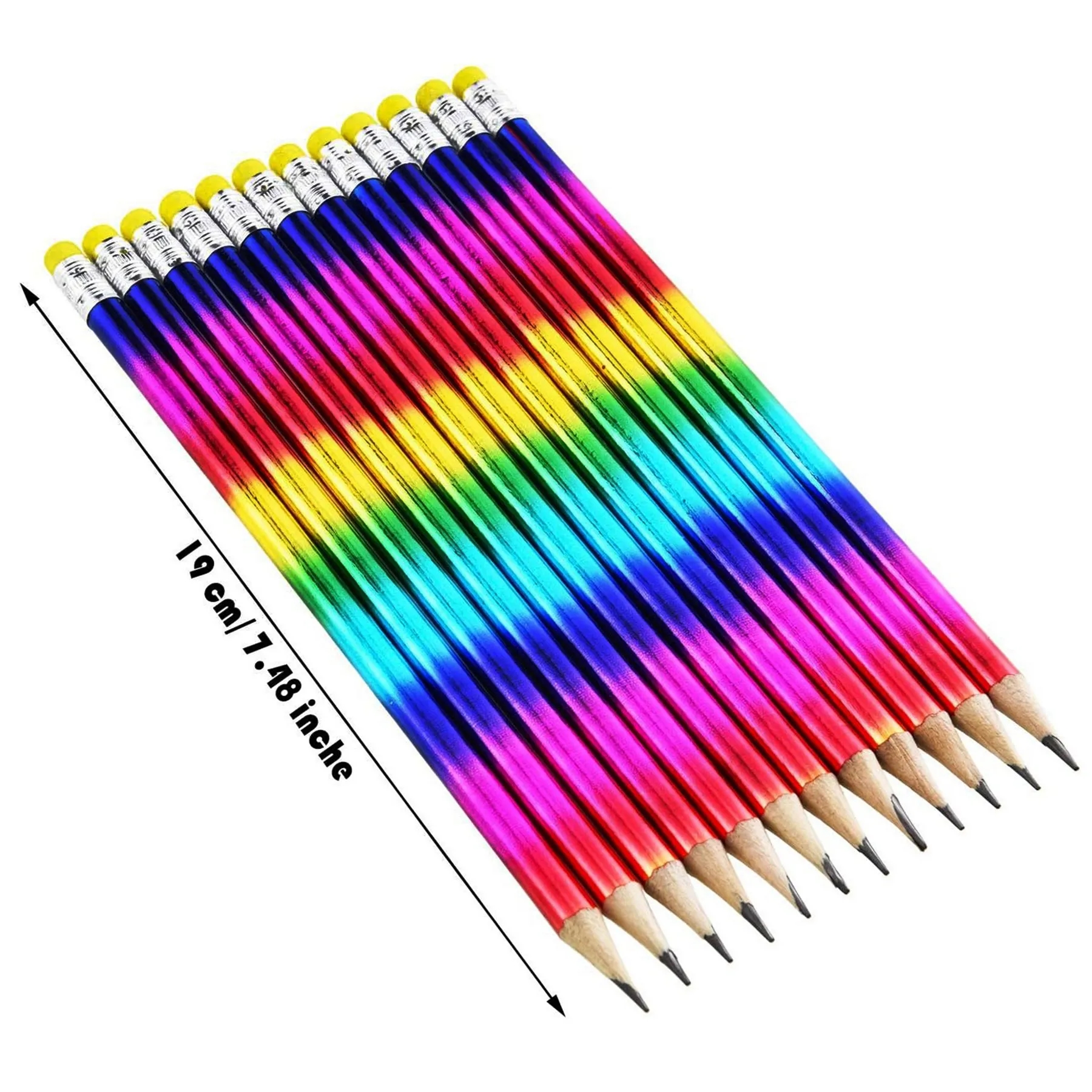 Rainbow Wooden Pencil With Eraser 6