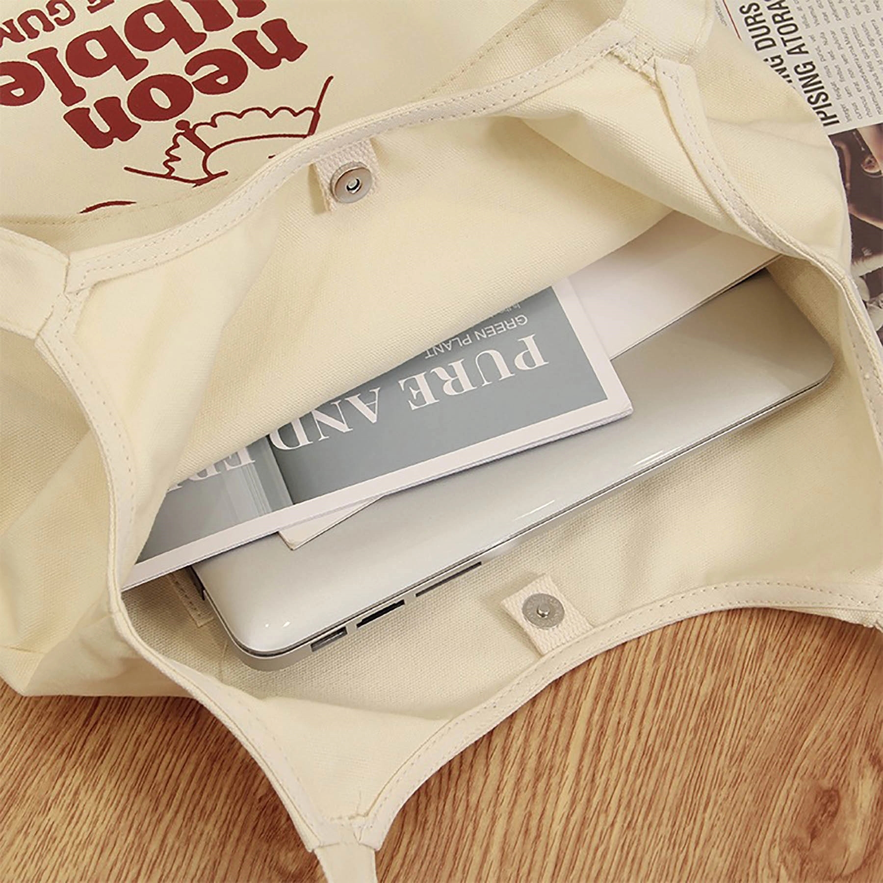Canvas Tote Bags With Inner Pocket, custom tote bag with logo imprint 3