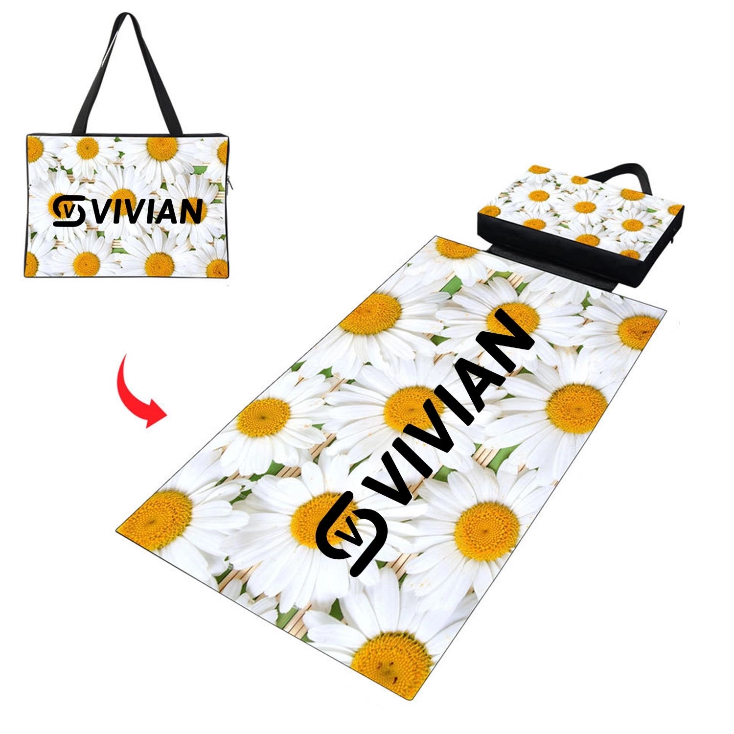 Sublimation Beach Mat W/ A Tote Bag 2