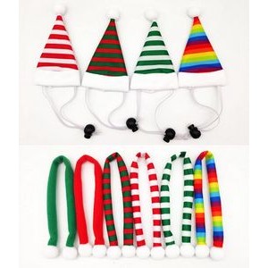 Christmas Cat Costume Santa Hat And Scarf 1