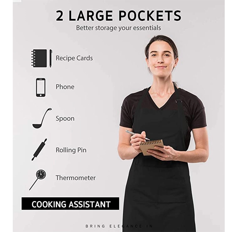 Adjustable Bib Apron Waterdrop Resistant With 2 Pockets 8