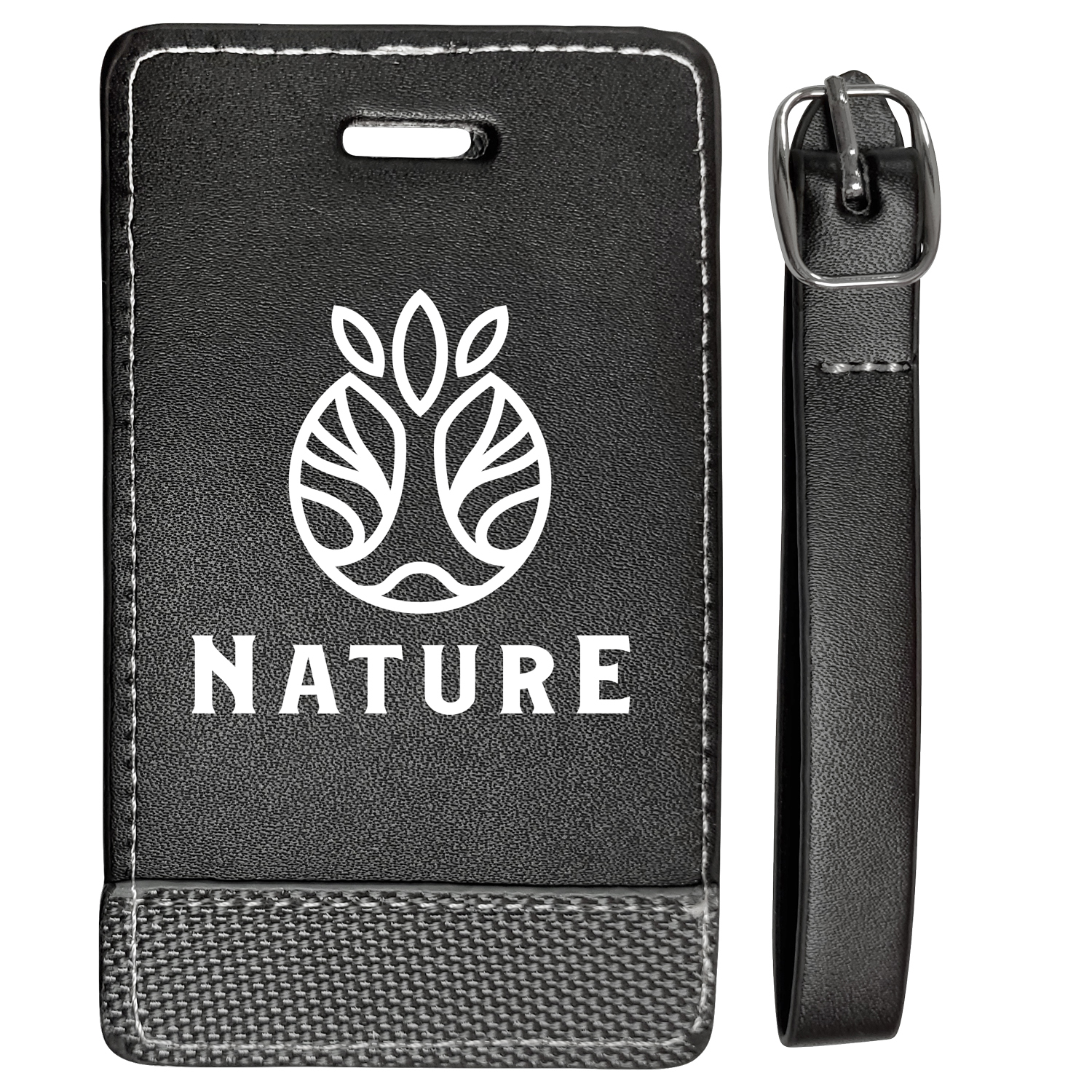 2-Tone Leatherette Black Luggage Tag (4 1/2"x2 5/8")