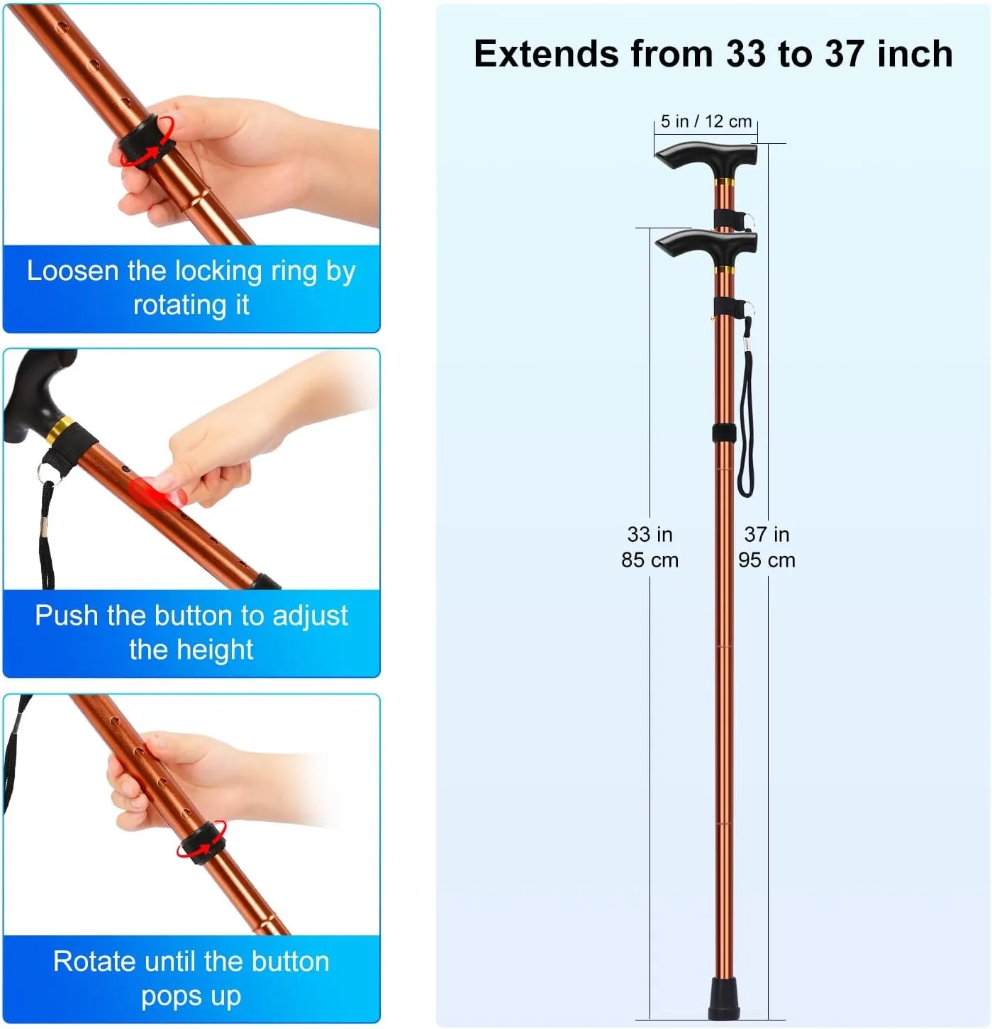 Portable Folding Aluminum Walking Stick 10