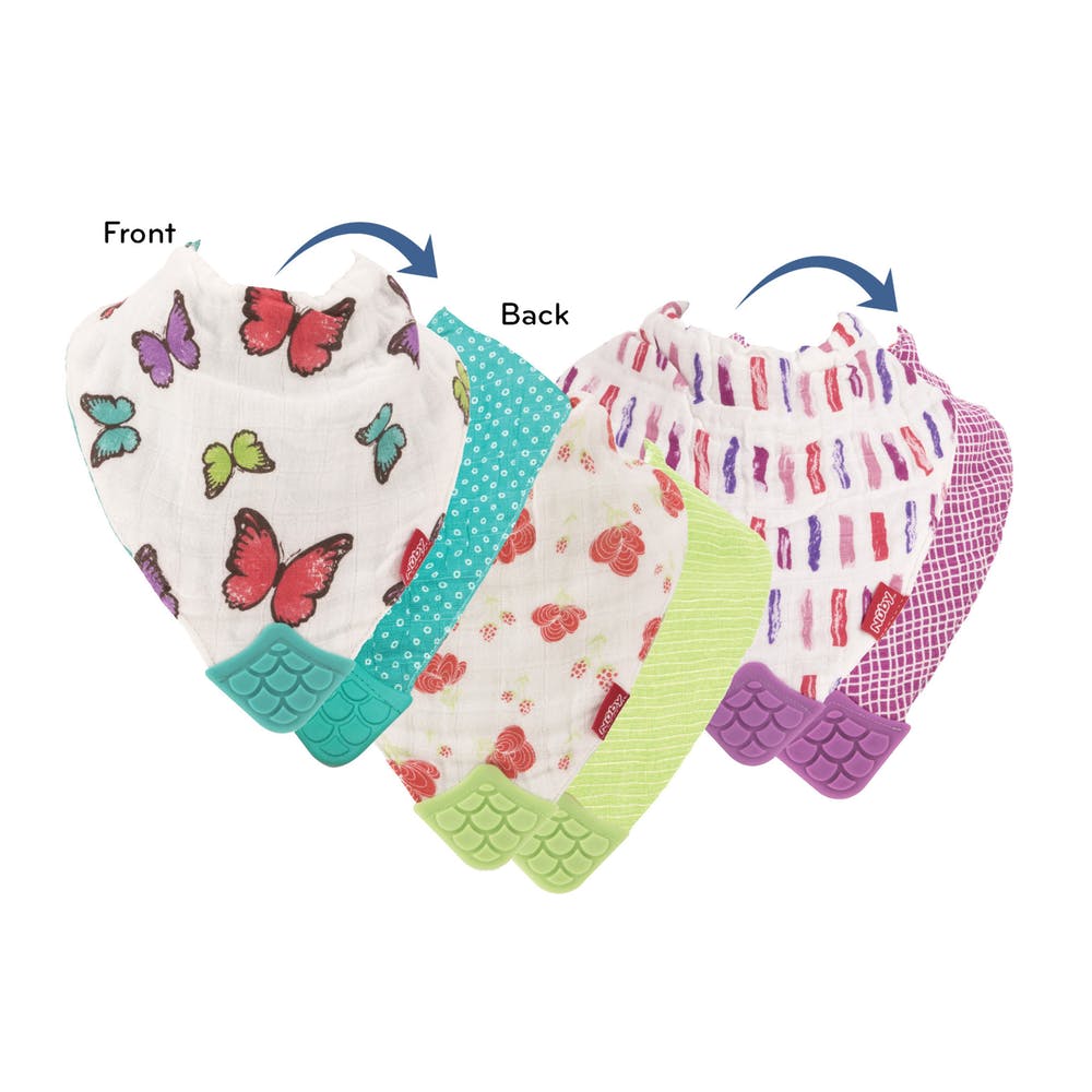 Nuby Muslin Bibs with Teether - 3 Pack 1