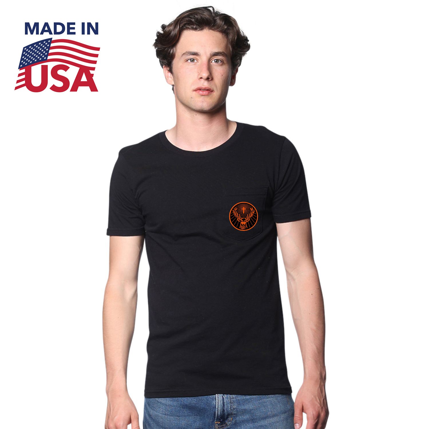 USA Made Unisex Organic Short Sleeve Pocket Tee 1
