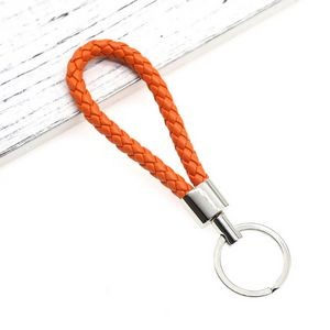 Chic Weaved PU Leather Keychain With Golden Buckle 42